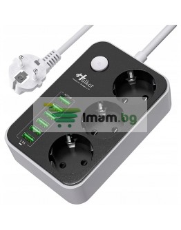 Разклонител с 3 гнезда и 6 USB порта за бързо зареждане
